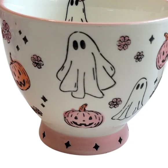 NWT Pink Pastel Ghost Halloween Mug Goblin & Ghoul Ceramic Coffee Cup Summerween - Picture 5 of 16